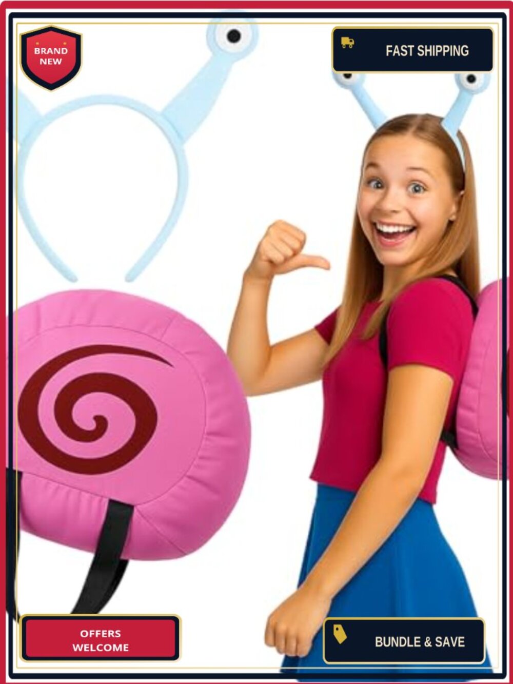 Snail Costume Set Shell Backpack Headband Polyester Adult Halloween